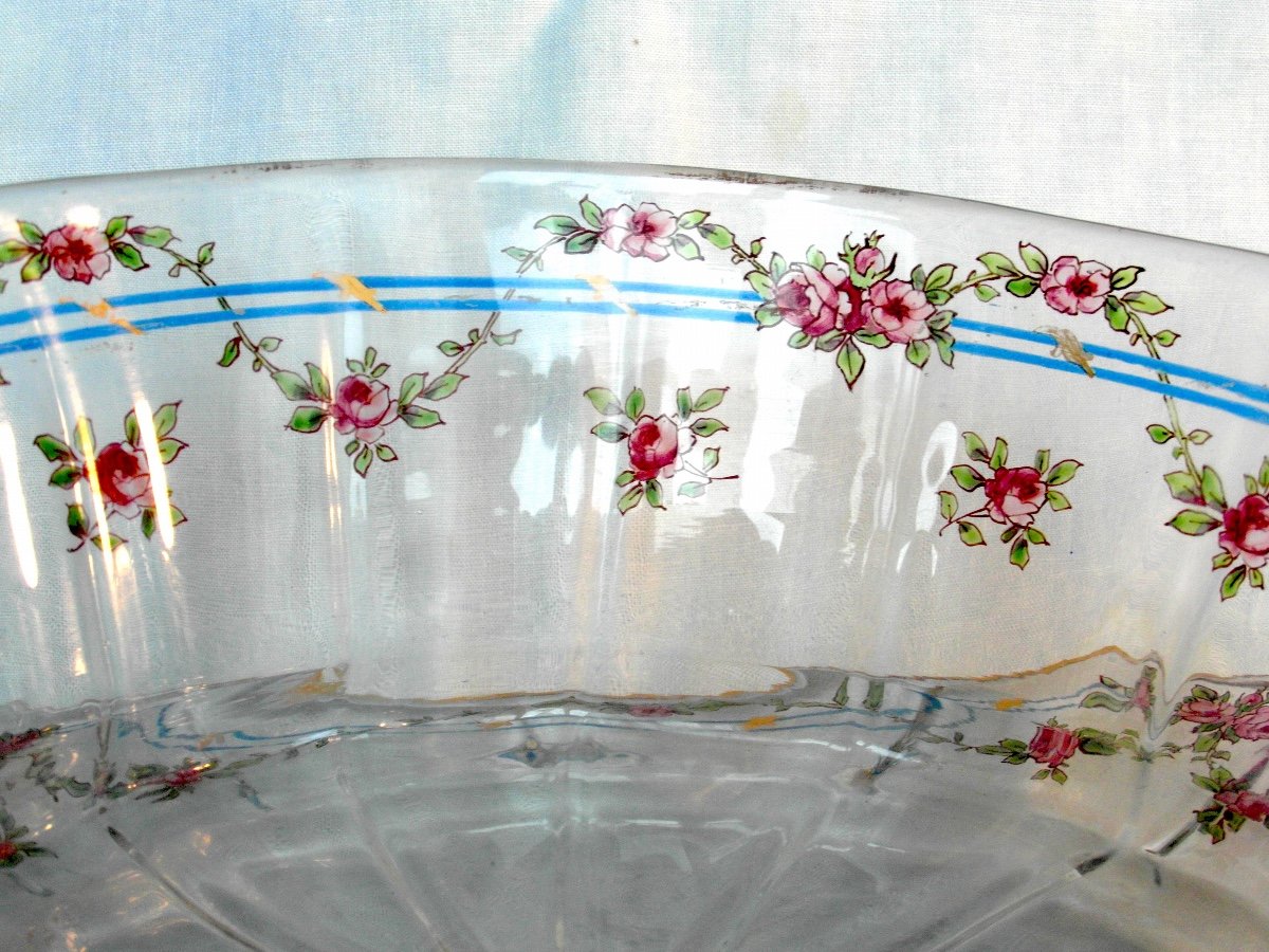 Beautiful Cup With Display Stand With Garlands Of Roses By Daum And Louis Damon, 1890, Era Galle-photo-1