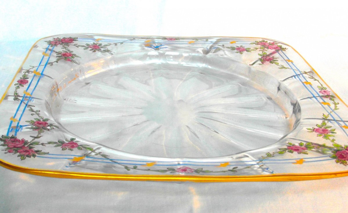Beautiful Cup With Display Stand With Garlands Of Roses By Daum And Louis Damon, 1890, Era Galle-photo-2