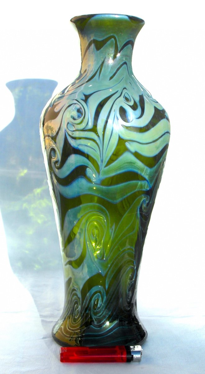 Pretty Large Baluster Vase In Loetz Iridescent Glass, Circa 1900, Era Daum Galle Austria-photo-1