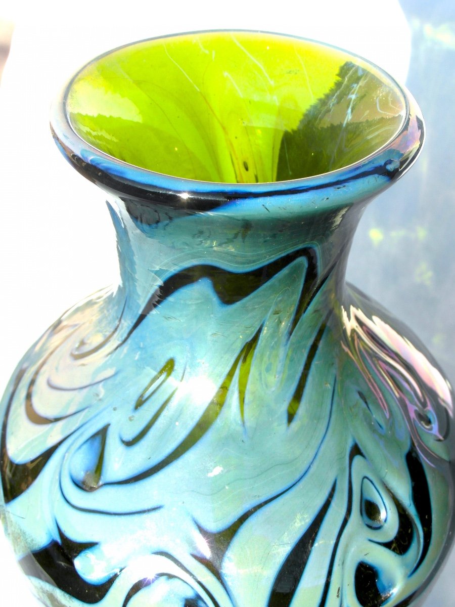 Pretty Large Baluster Vase In Loetz Iridescent Glass, Circa 1900, Era Daum Galle Austria-photo-6