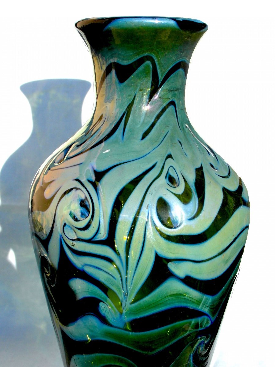 Pretty Large Baluster Vase In Loetz Iridescent Glass, Circa 1900, Era Daum Galle Austria