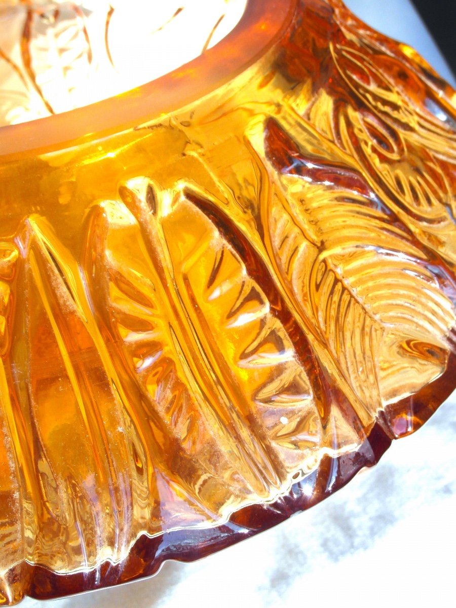 Beautiful Large Crystal Cup, "feathers" Decor By Vallerysthal-portieux, Era Daum Galle Lalique-photo-4