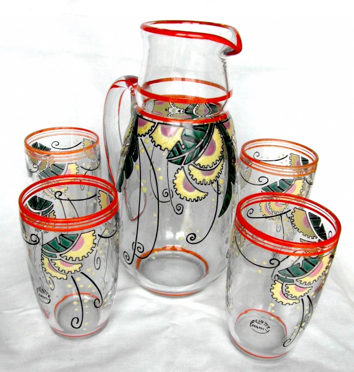 Service à Orangeade Art-deco Delatte, Parfait, Era Daum Galle 1920