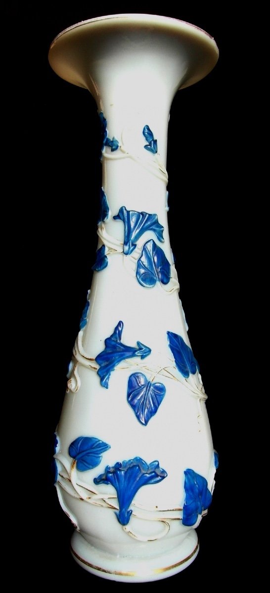 Pretty And Old Baccarat Vase With Ipomées, Napoleon 3, Era Daum Galle 1860-photo-2