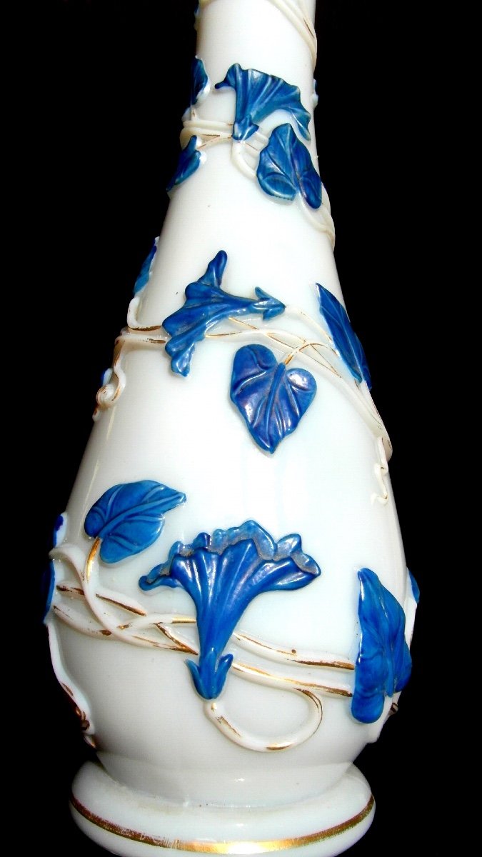 Pretty And Old Baccarat Vase With Ipomées, Napoleon 3, Era Daum Galle 1860-photo-3
