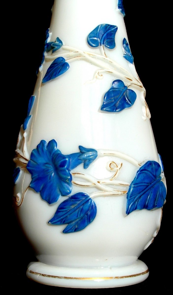 Pretty And Old Baccarat Vase With Ipomées, Napoleon 3, Era Daum Galle 1860-photo-2