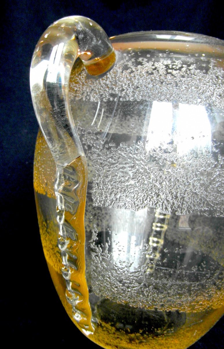 Pretty Daum Art-deco Vase With Hot-applied Handles, Era Galle 1920-photo-2