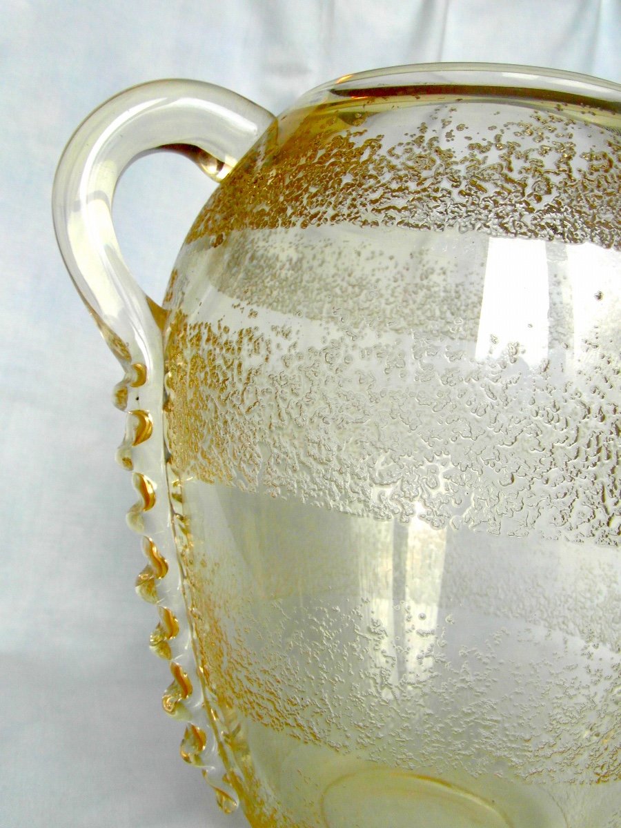 Pretty Daum Art-deco Vase With Hot-applied Handles, Era Galle 1920-photo-4