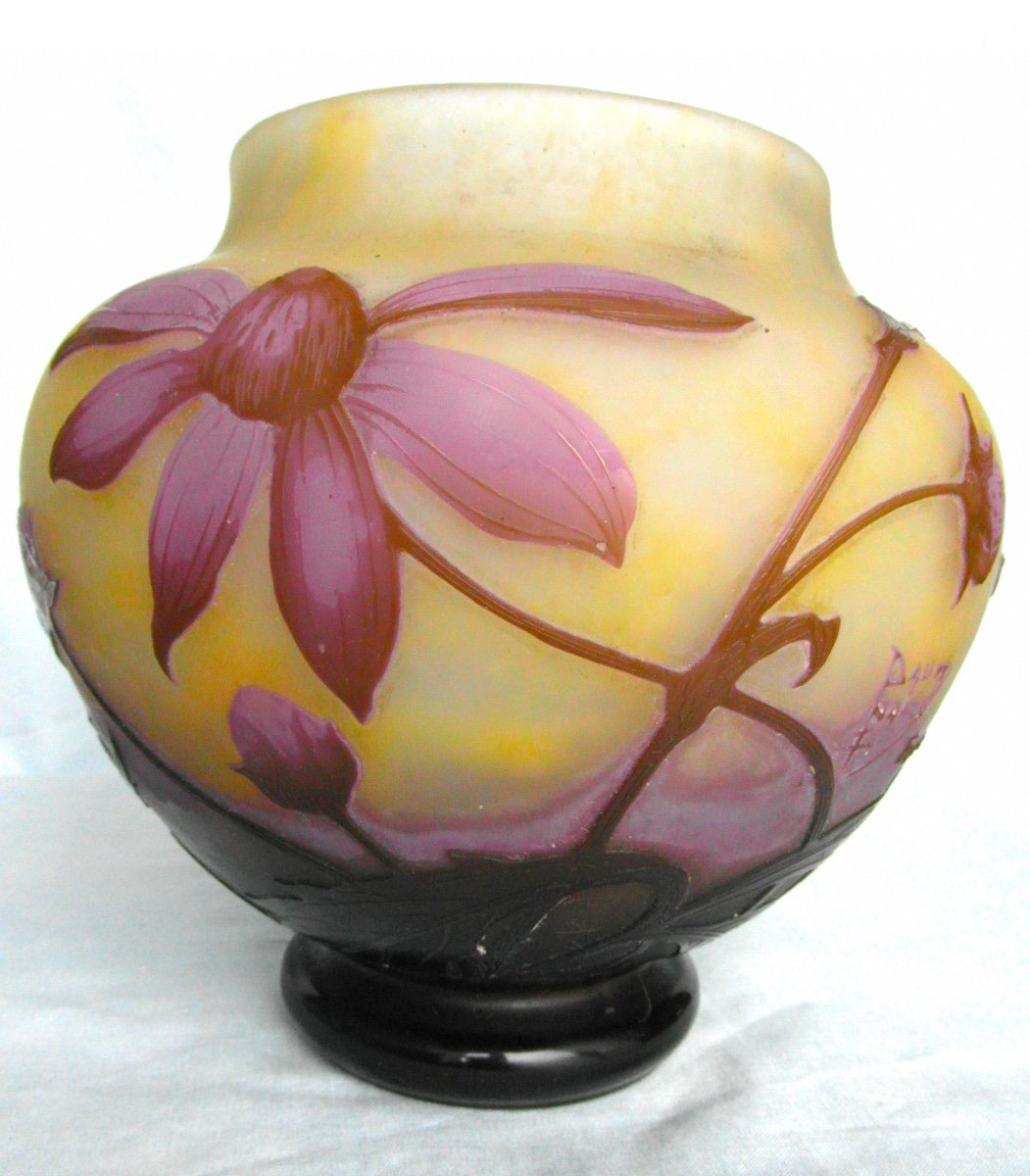 Pretty Daum Vase With Arnica Decor, Circa 1910, Perfect, Galle Art Nouveau Era-photo-2