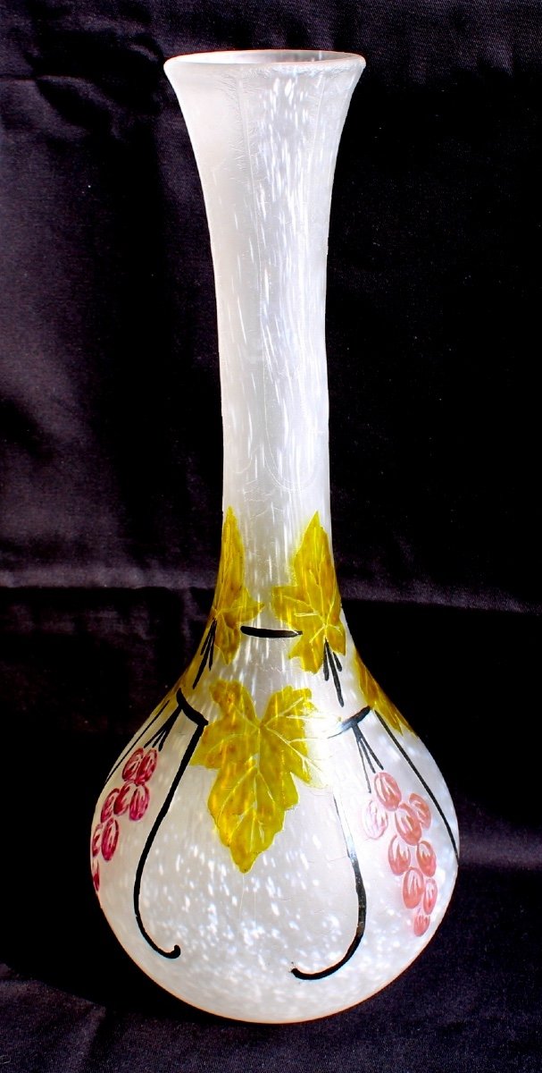 Large Art-deco Legras Vase, "vine" Decor, 39 Cm, Perfect, Era Daum Galle-photo-2