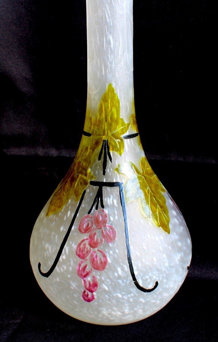Large Art-deco Legras Vase, "vine" Decor, 39 Cm, Perfect, Era Daum Galle-photo-2