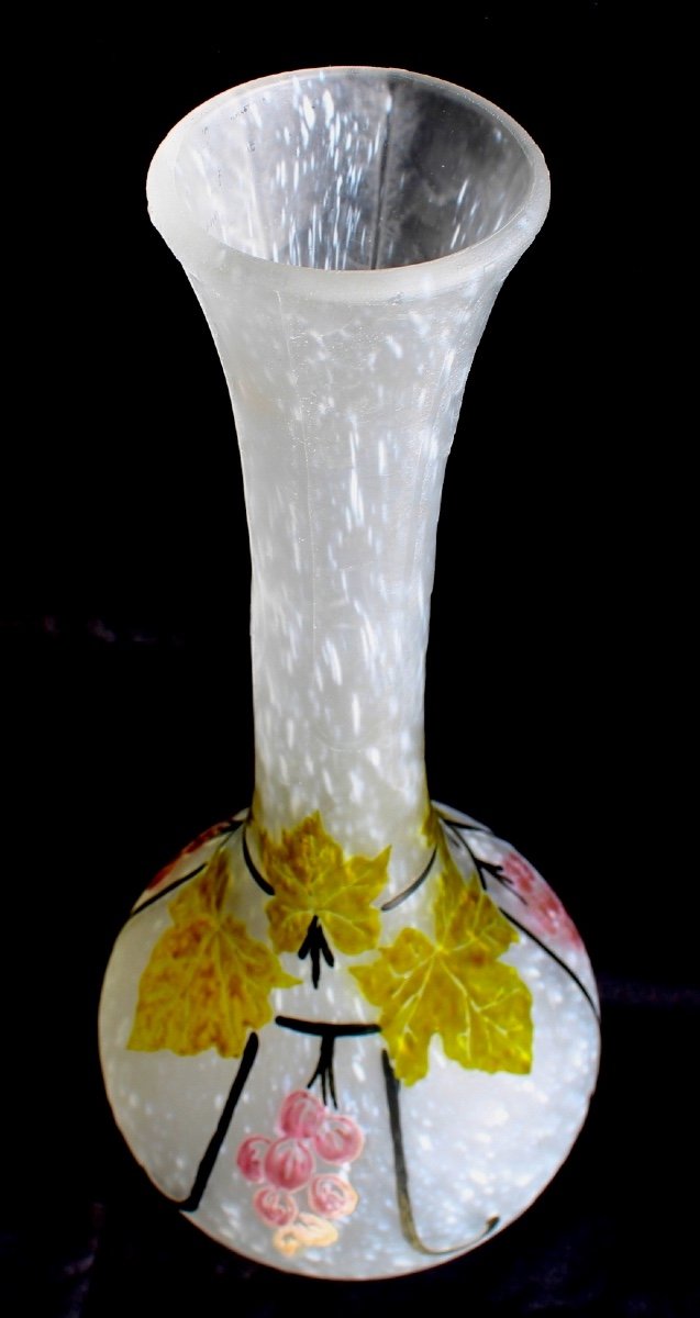 Large Art-deco Legras Vase, "vine" Decor, 39 Cm, Perfect, Era Daum Galle-photo-3