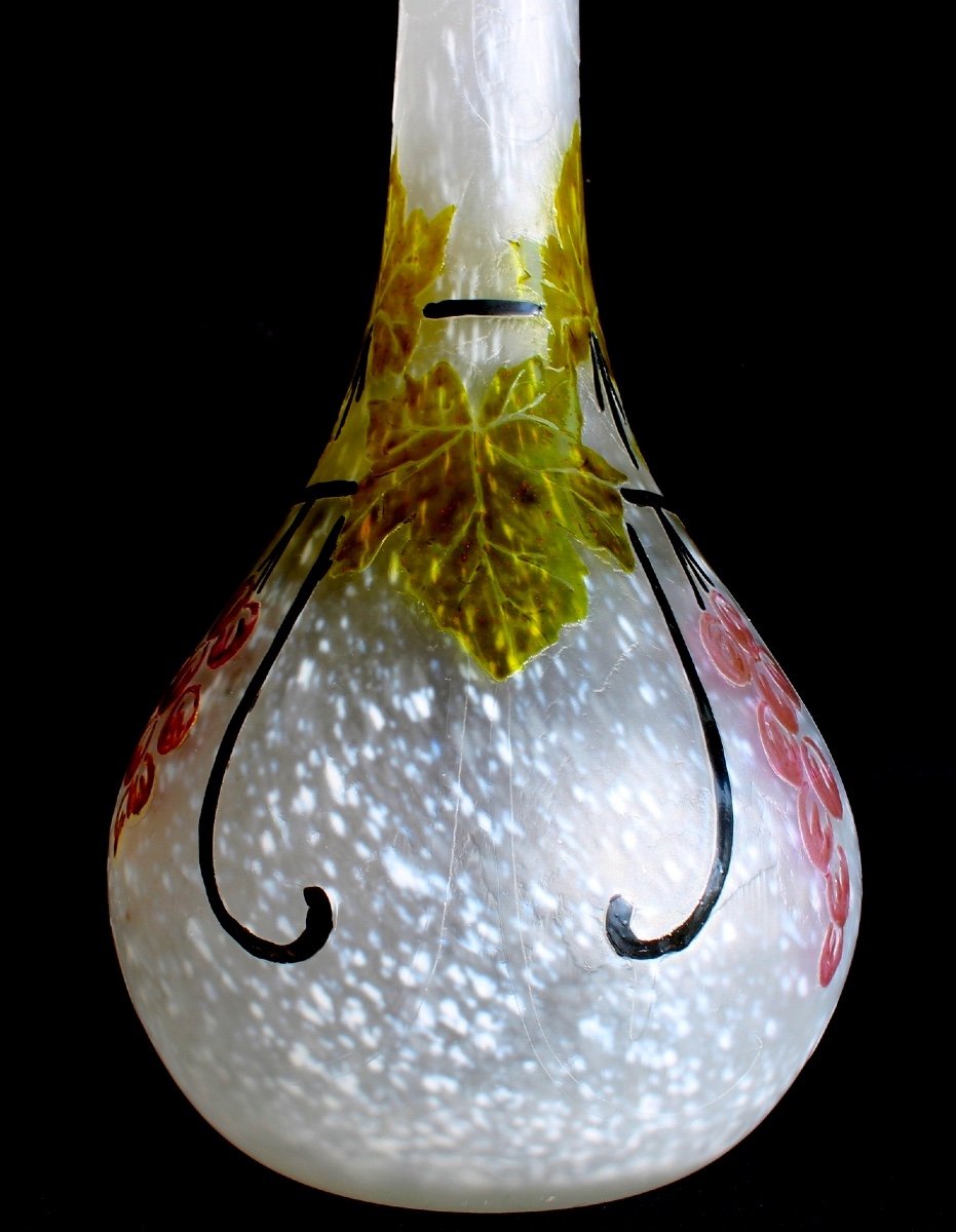 Large Art-deco Legras Vase, "vine" Decor, 39 Cm, Perfect, Era Daum Galle-photo-5
