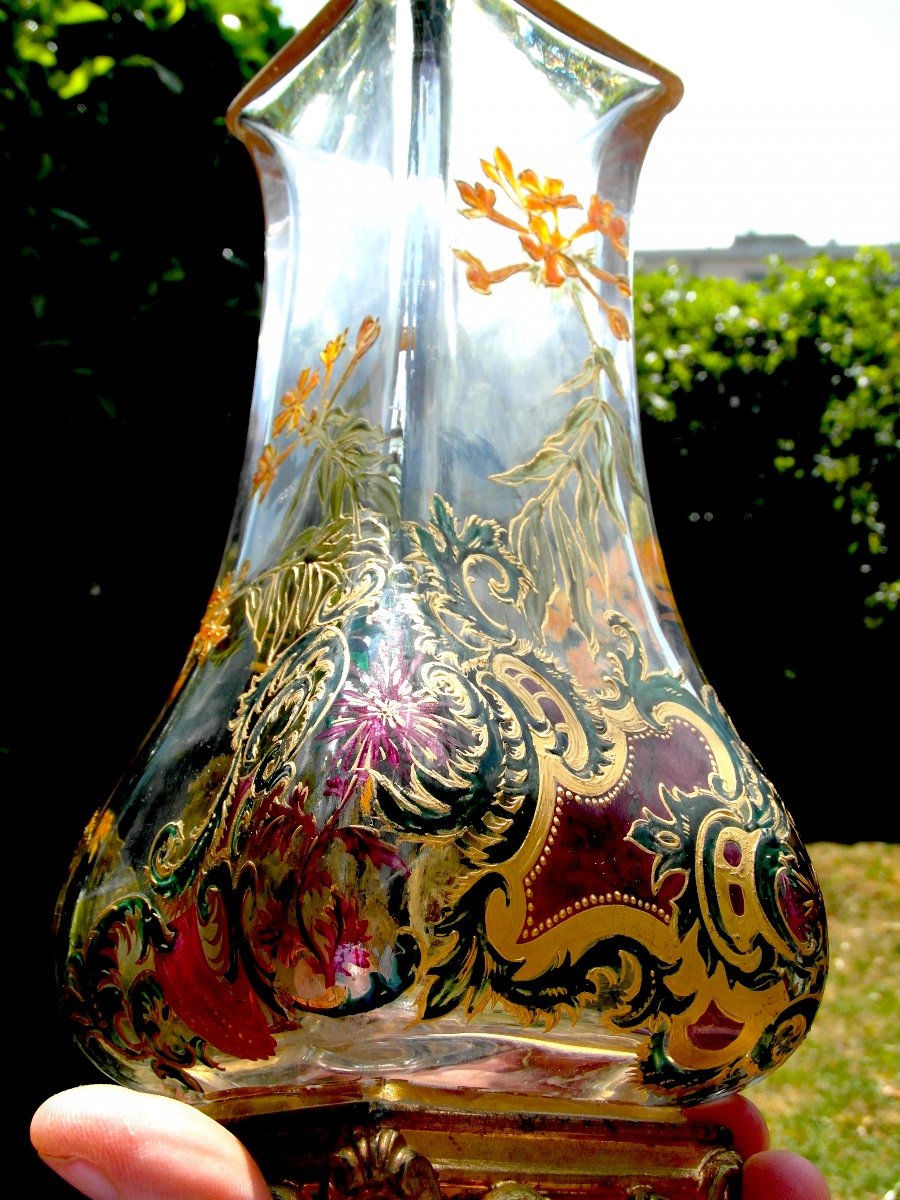 Beautiful Large Vase With Primroses By Baccarat, 1880, Perfect, Era Daum Galle Napoleon-photo-4
