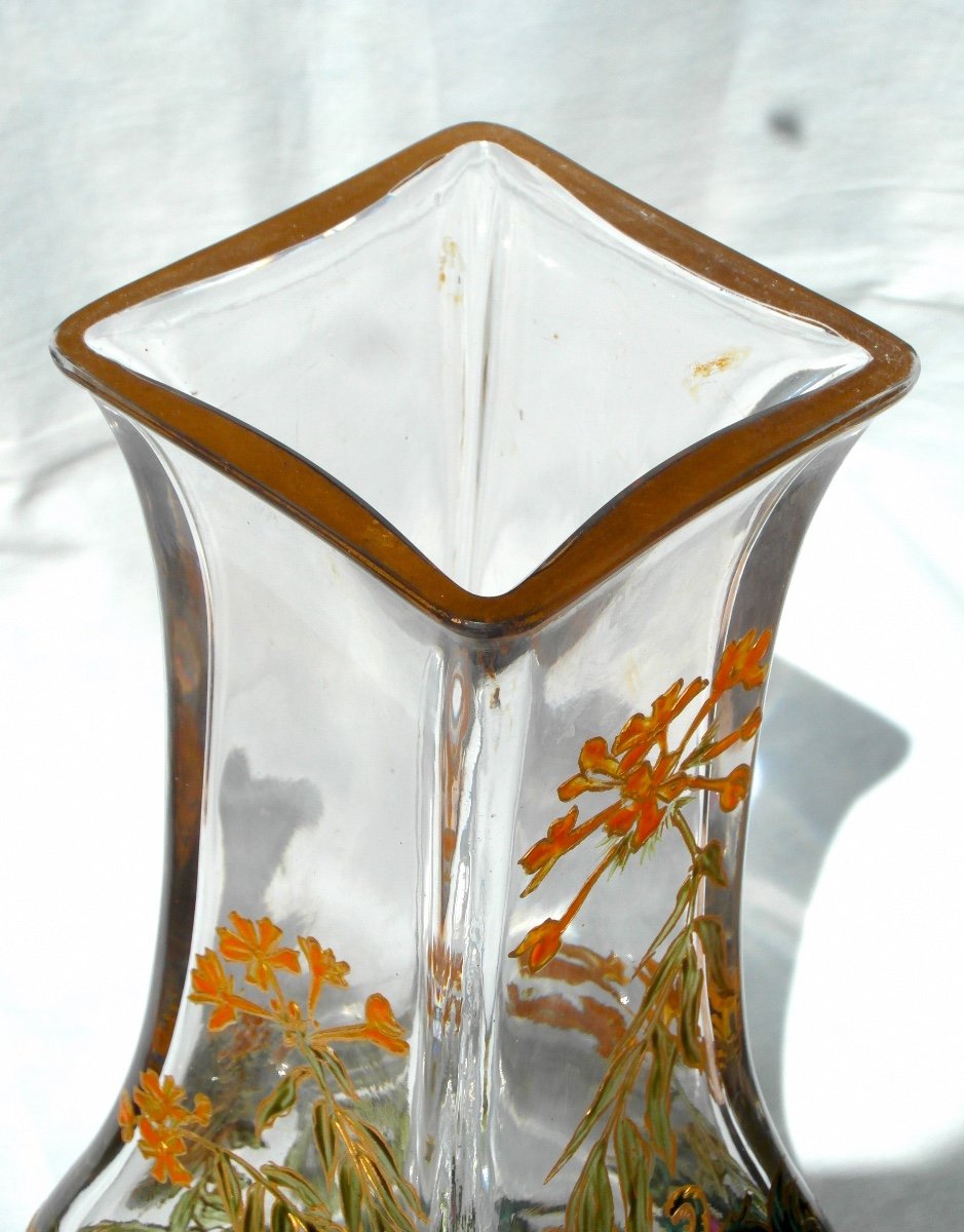 Beautiful Large Vase With Primroses By Baccarat, 1880, Perfect, Era Daum Galle Napoleon-photo-6