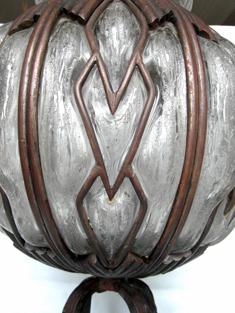 Monumental Et Rare Vase Art-déco Daum Et Majorelle, Parfait, 37 Cm, 10 Kilos, Era Galle 1920-photo-5