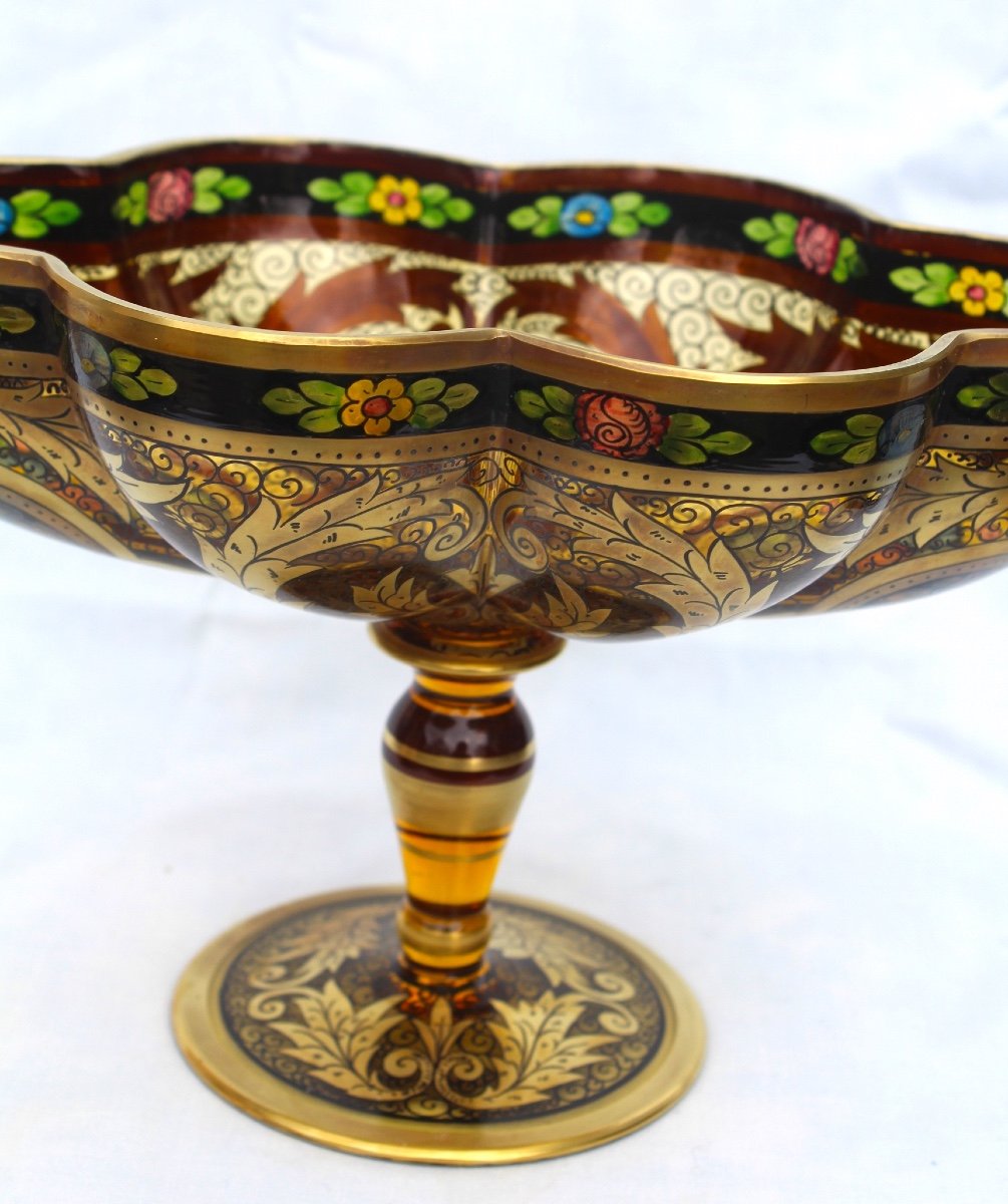 Pretty Polylobed Cup By Julius Muhlhaus, Bohemian Glass, Haida, 1910, Perfect, Era Daum Galle -photo-2