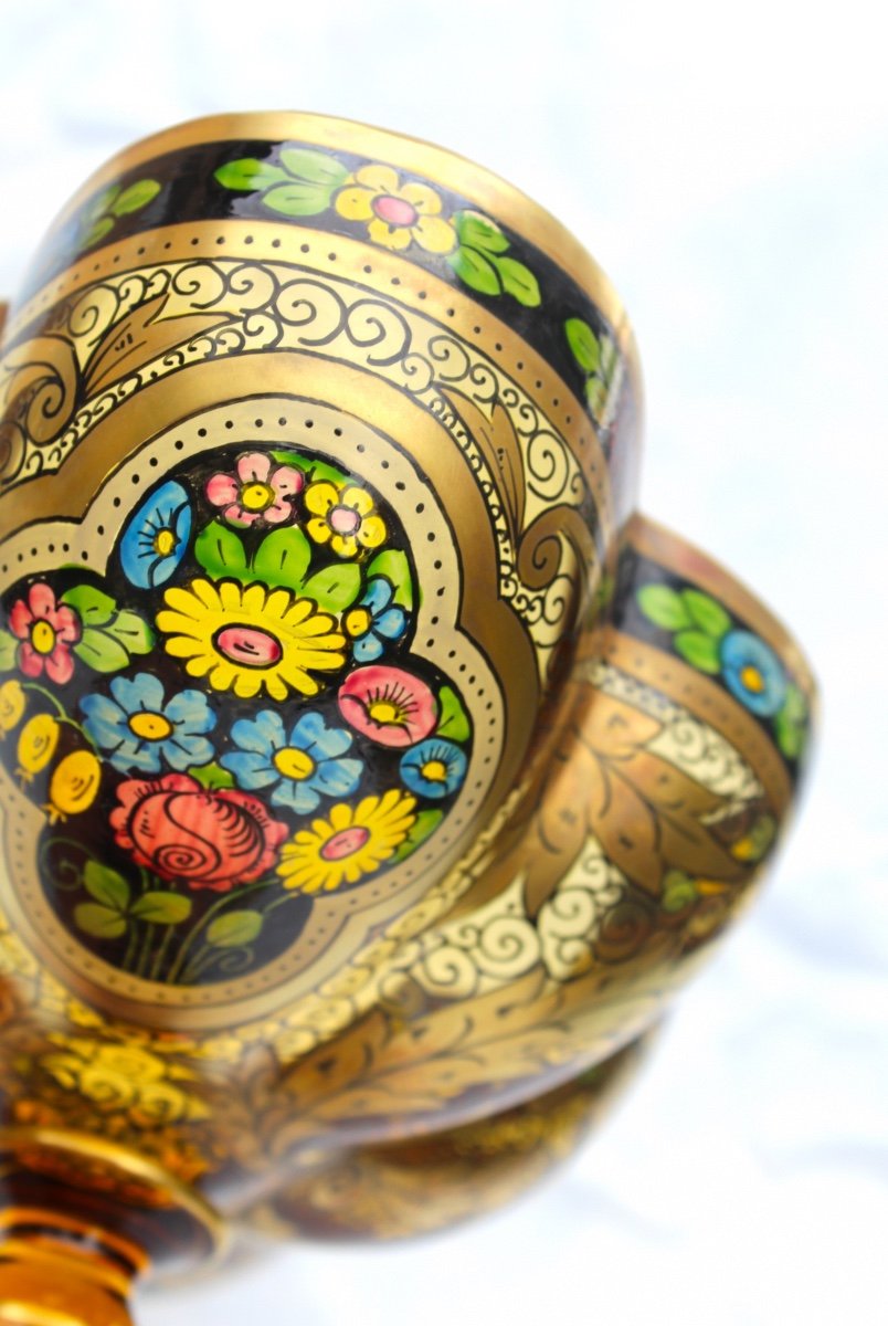 Pretty Polylobed Cup By Julius Muhlhaus, Bohemian Glass, Haida, 1910, Perfect, Era Daum Galle -photo-4