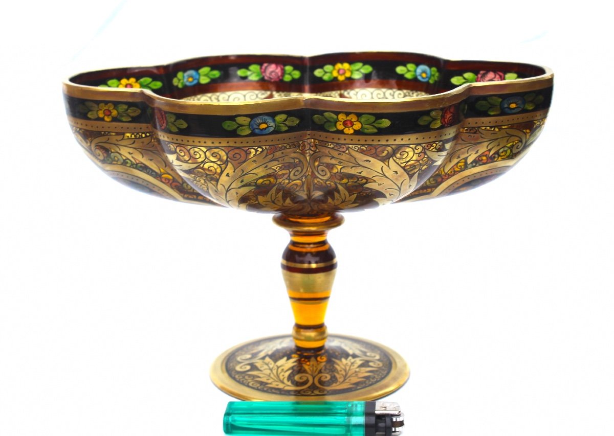 Pretty Polylobed Cup By Julius Muhlhaus, Bohemian Glass, Haida, 1910, Perfect, Era Daum Galle 
