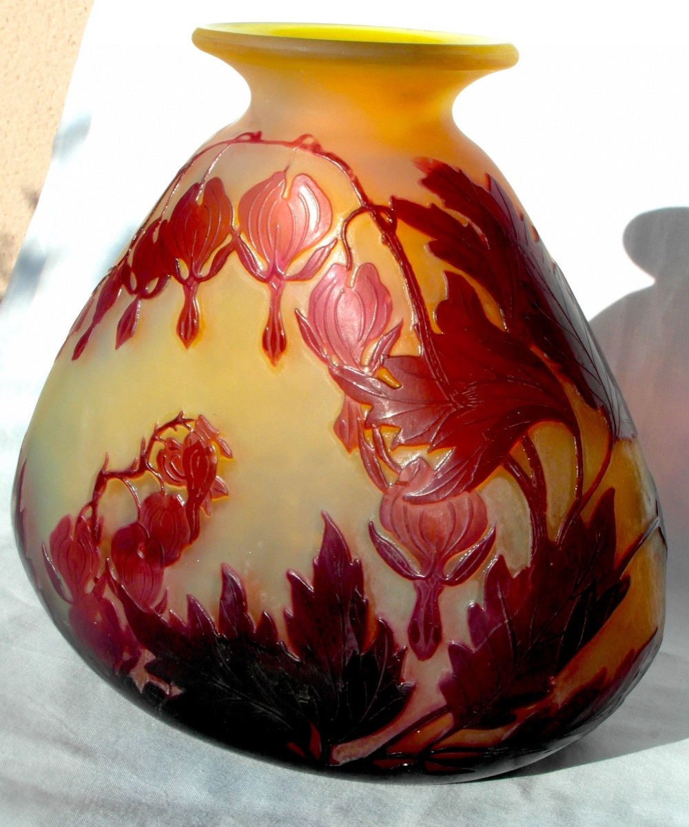 Superb 1900 Vase "hearts Of Mary" By Gallé, Perfect, Circa 1900, Daum Art-nouveau Era-photo-3