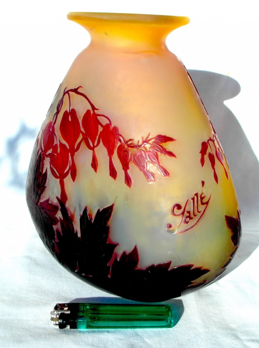 Superb 1900 Vase "hearts Of Mary" By Gallé, Perfect, Circa 1900, Daum Art-nouveau Era-photo-4