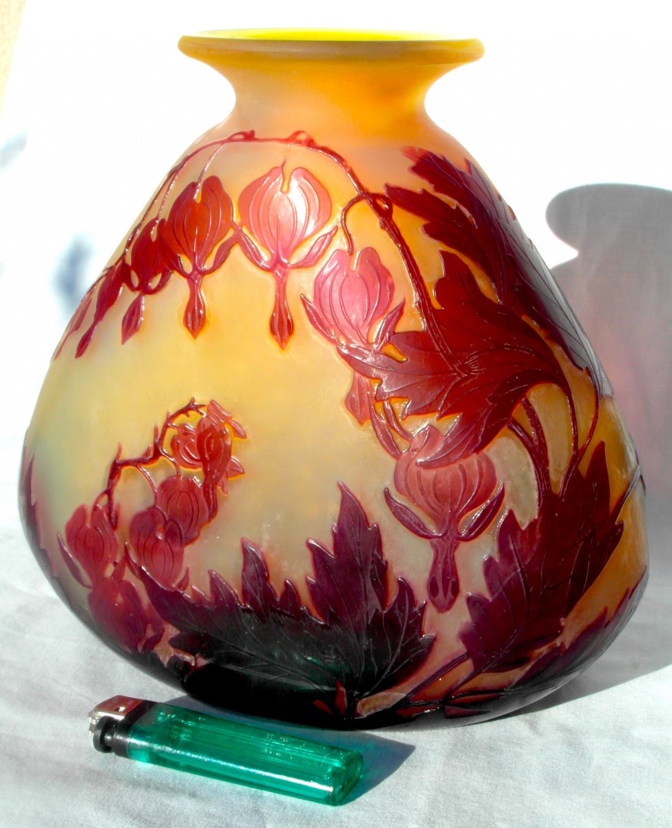 Superb 1900 Vase "hearts Of Mary" By Gallé, Perfect, Circa 1900, Daum Art-nouveau Era-photo-3