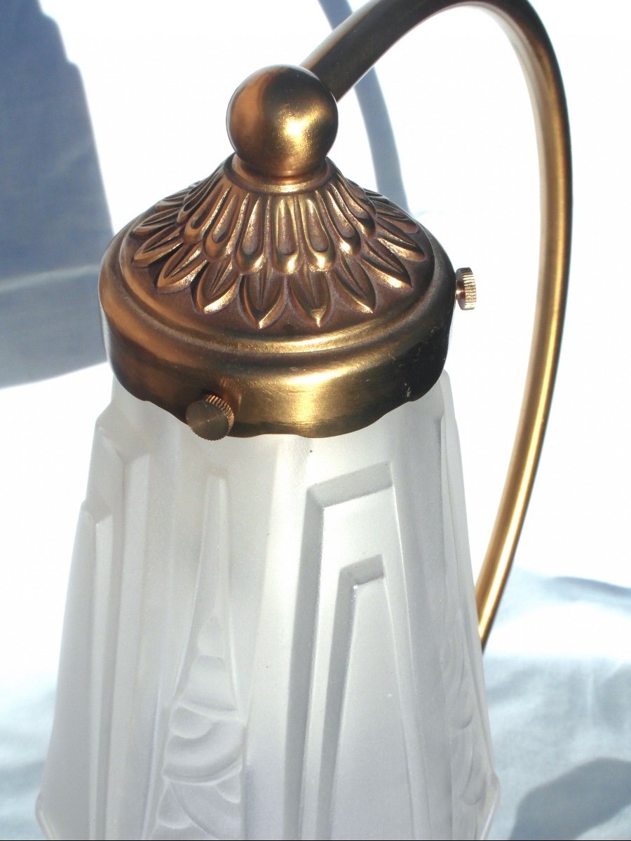 Beautiful Art Deco Lamp With Schneider Tulip And Lamp Base By P. Lucas, Daum Galle Muller Era-photo-1