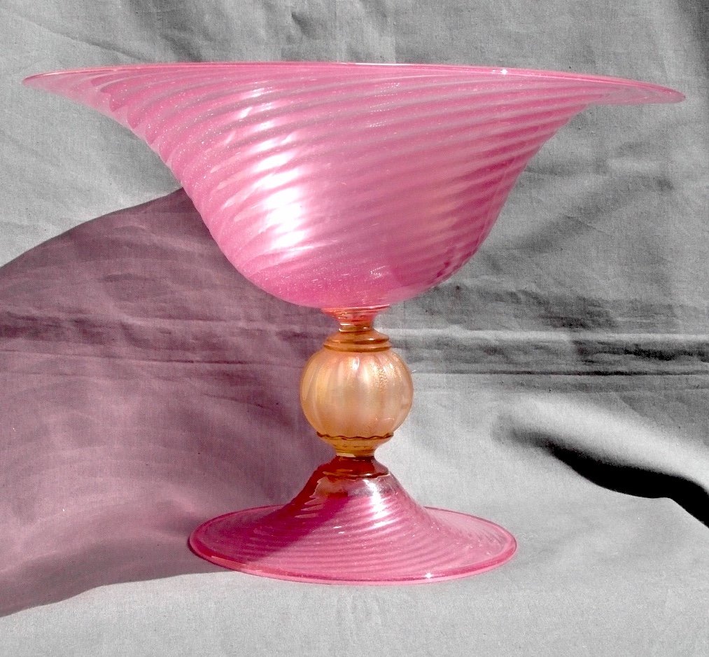Grande Coupe En Verre De Murano, 1950, Atelier Seguso, Era Barovier Toso Daum-photo-2