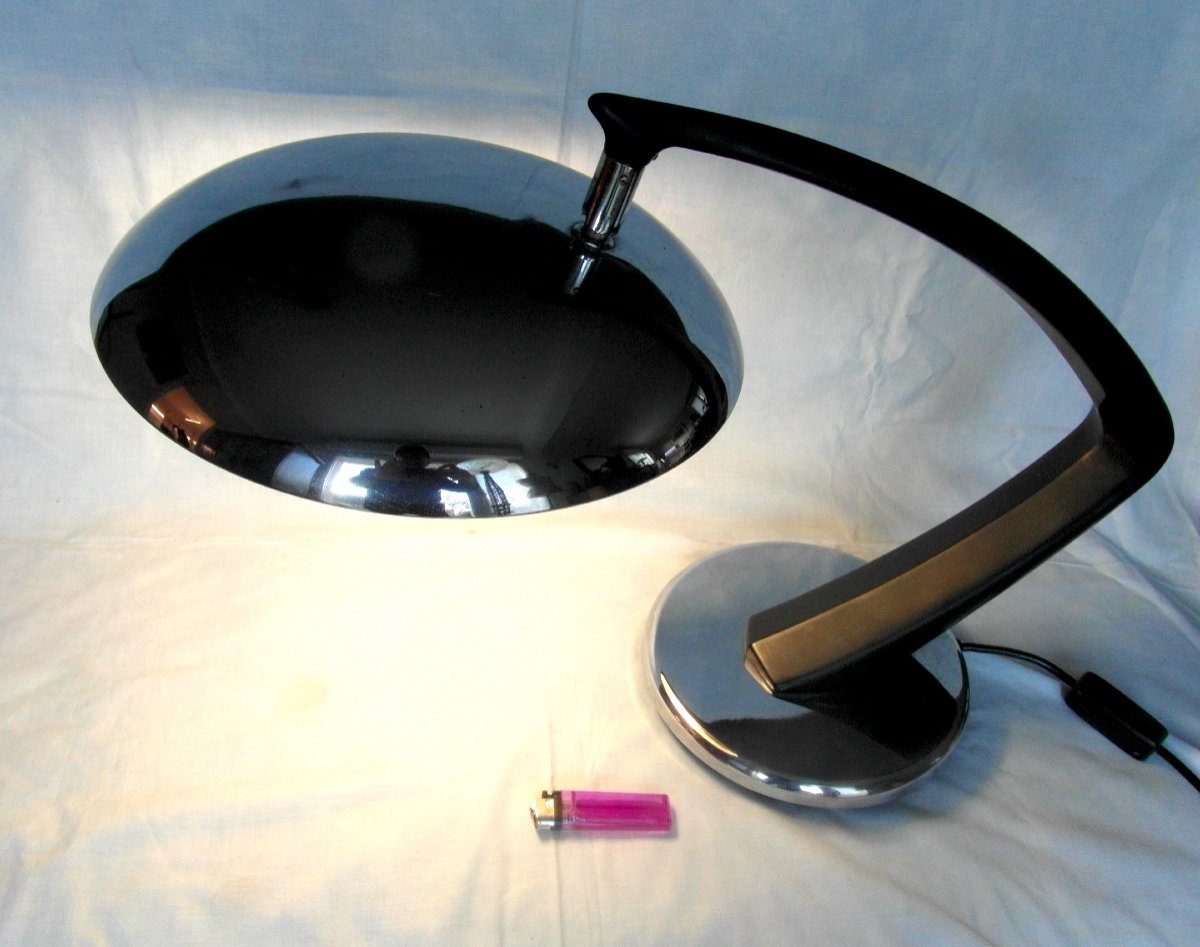 Grande Lampe De Bureau Fase, Modèle "boomerang" , époque Design Années 60, Sixties-photo-5