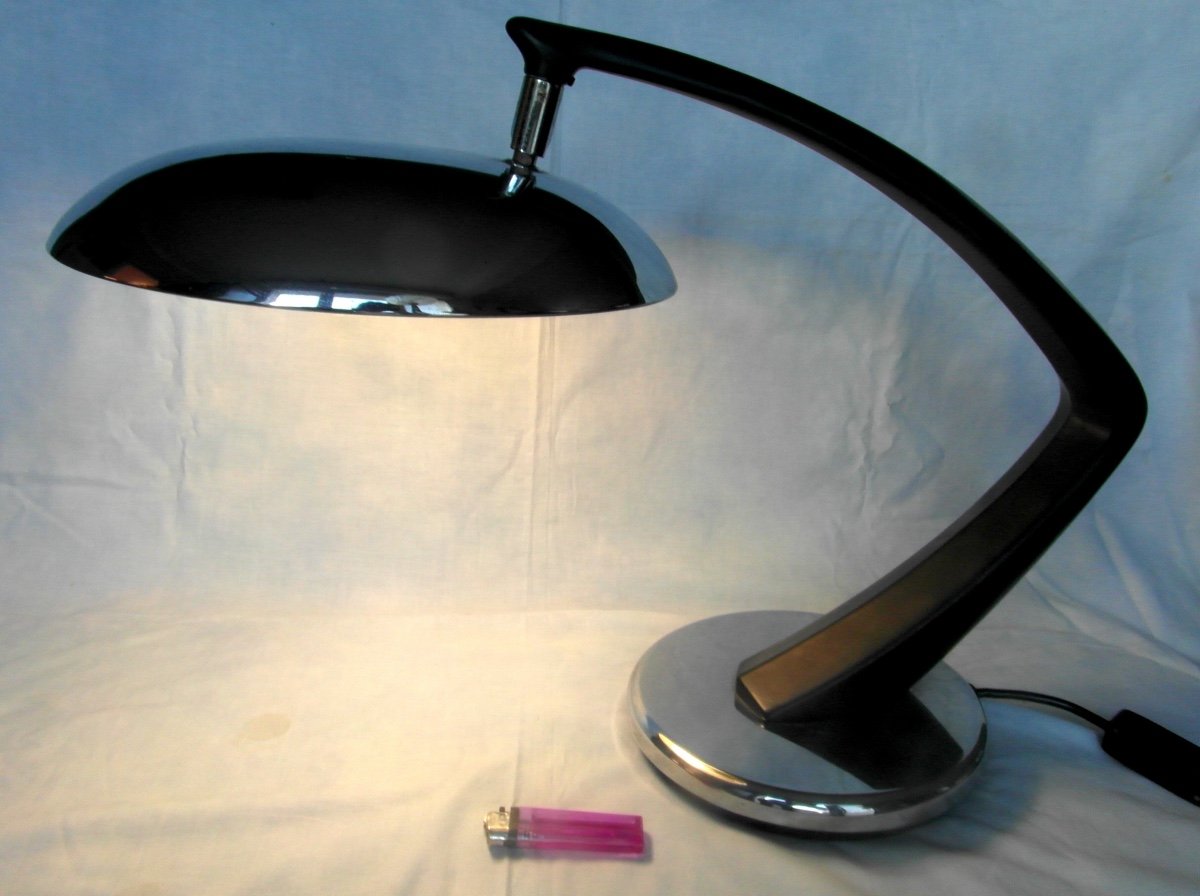 Grande Lampe De Bureau Fase, Modèle "boomerang" , époque Design Années 60, Sixties-photo-6