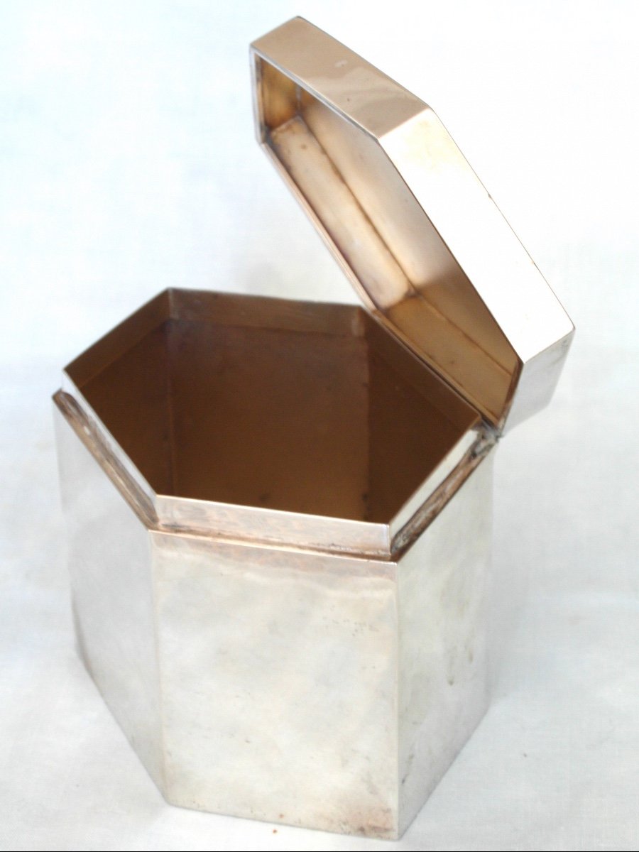 Grande Boite à Thé Art-déco En Argent Massif , Par W.horovitz, Era 1920 Jensen Puiforcat-photo-2