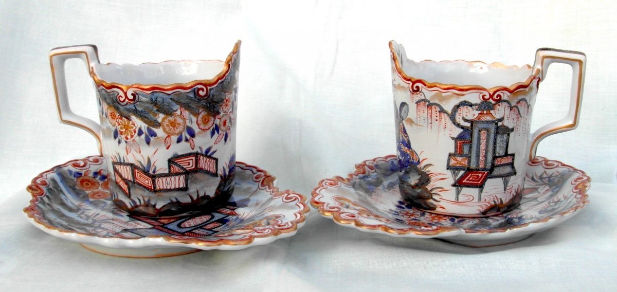 "you And Me" Coffee Service In St Clément By Galle, Imari Decor, Circa 1870, Daum Kg Era-photo-2
