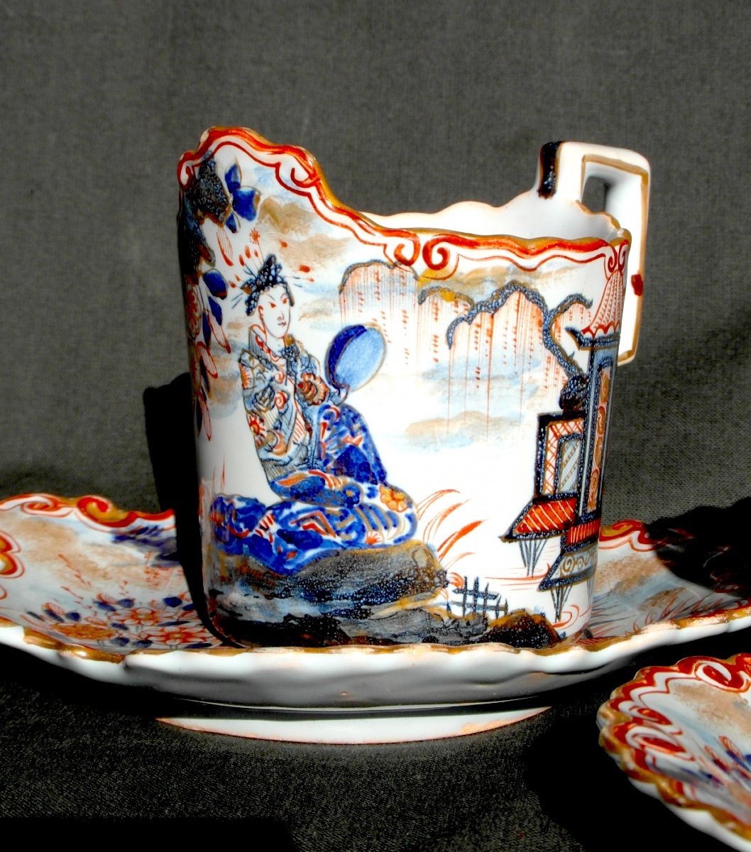 "you And Me" Coffee Service In St Clément By Galle, Imari Decor, Circa 1870, Daum Kg Era-photo-4