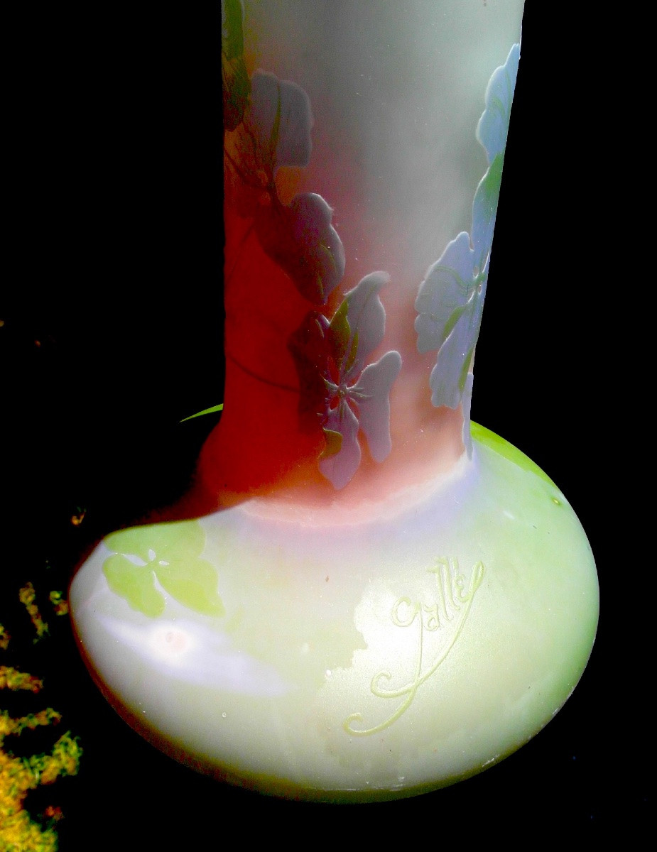 Large Galle Vase "hydrangeas" In Pastel Colors, Perfect, 45 Cm, Daum Era -photo-8