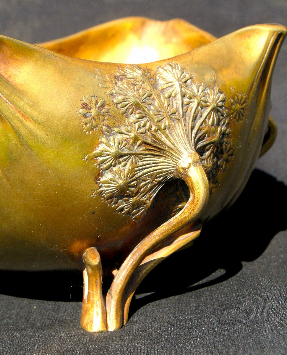 Art Nouveau "umbels" Cup By Leon Kann, Founder Of Siot Decauville In Gilt Bronze, Circa 1900-photo-6