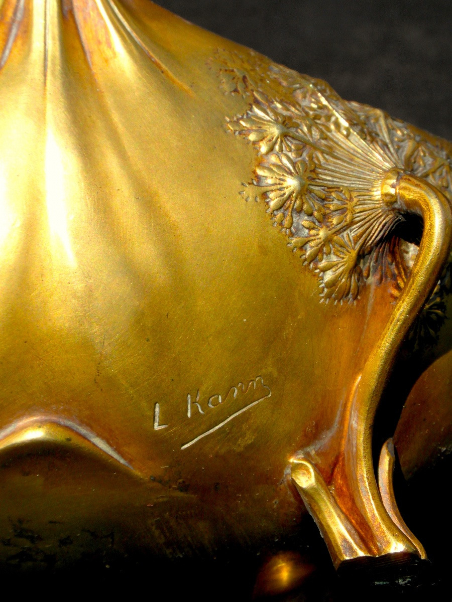 Art Nouveau "umbels" Cup By Leon Kann, Founder Of Siot Decauville In Gilt Bronze, Circa 1900-photo-7
