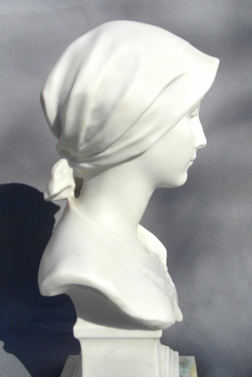 Bust Of A "young Peasant Woman" By Agathon Léonard, Biscuit Manufacture Nationale De Sèvres, Dated 1902-photo-3