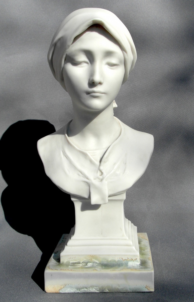 Bust Of A "young Peasant Woman" By Agathon Léonard, Biscuit Manufacture Nationale De Sèvres, Dated 1902-photo-1