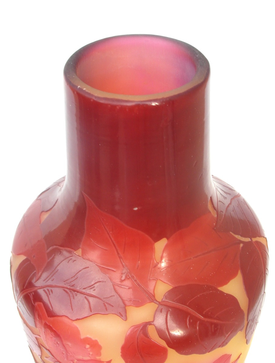 Vase Decorated With Wild Roses, By Gallé, Perfect, Circa 1900, Daum Art Nouveau Era-photo-8