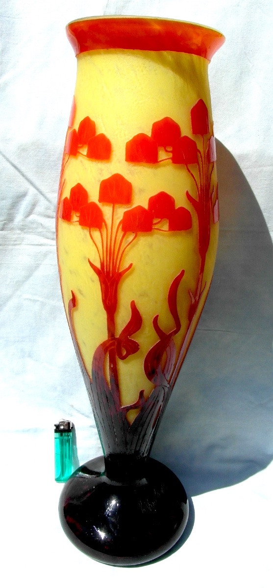 Large Schneider Vase "french Glass", 53 Cm, Amourettes, Daum Galle Era 1920-photo-3
