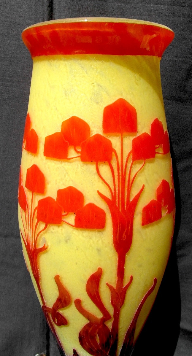 Large Schneider Vase "french Glass", 53 Cm, Amourettes, Daum Galle Era 1920-photo-4