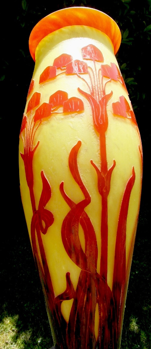 Large Schneider Vase "french Glass", 53 Cm, Amourettes, Daum Galle Era 1920-photo-2