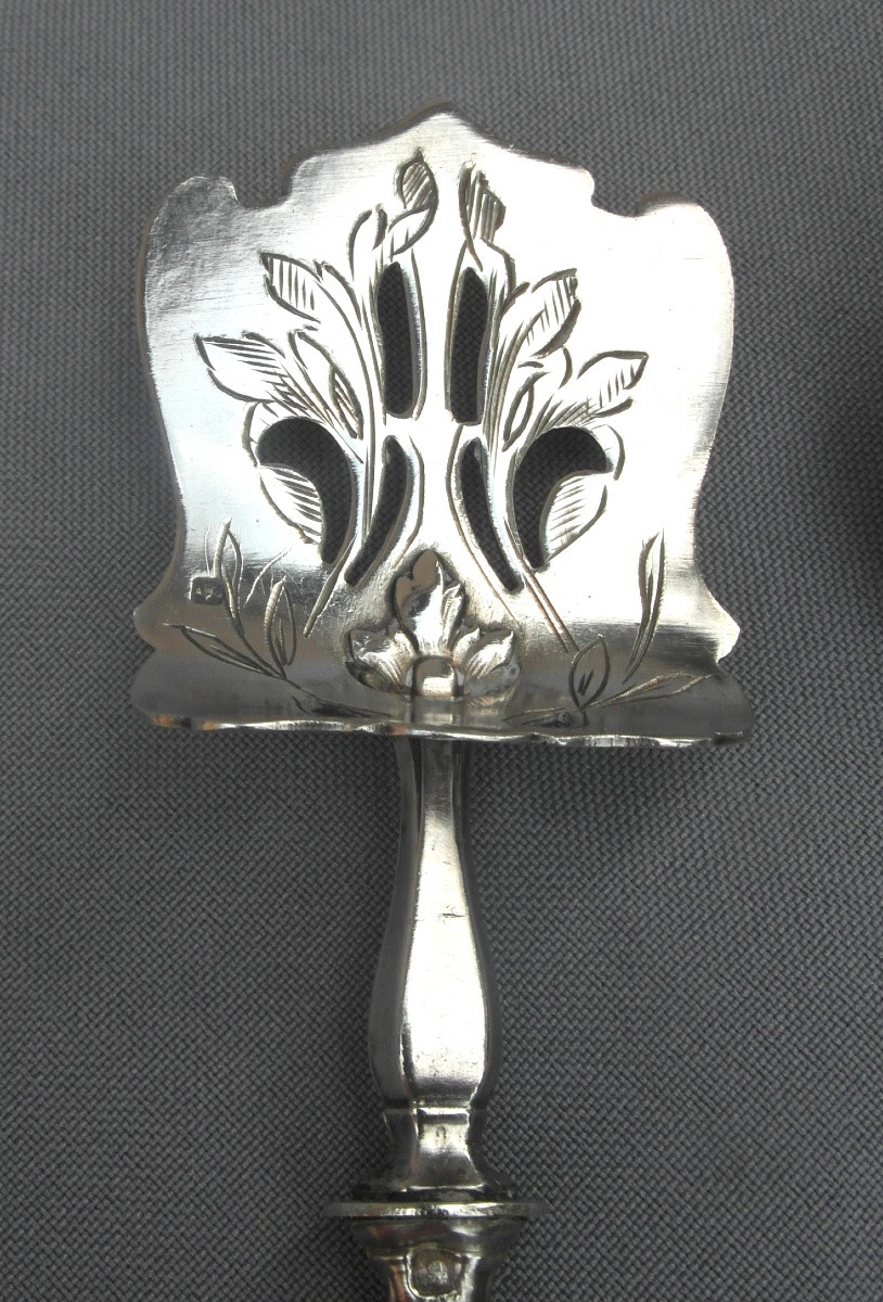  Fin Service a mignardise complet en argent massif, manche et cuillères, vers 1900-photo-1