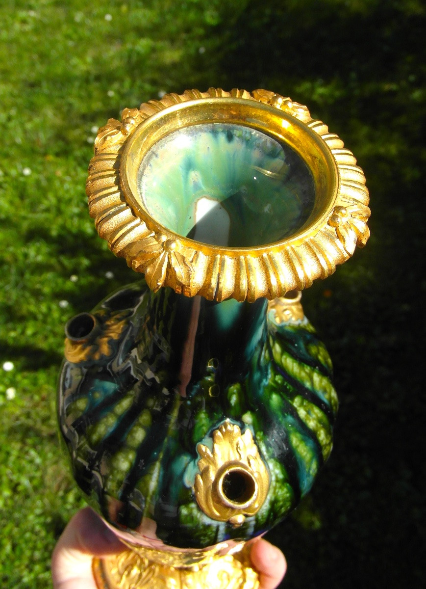 Art Nouveau Vase, Bronze Mount By Paul Louchet, Daum Era 1900 Milet Daum-photo-1