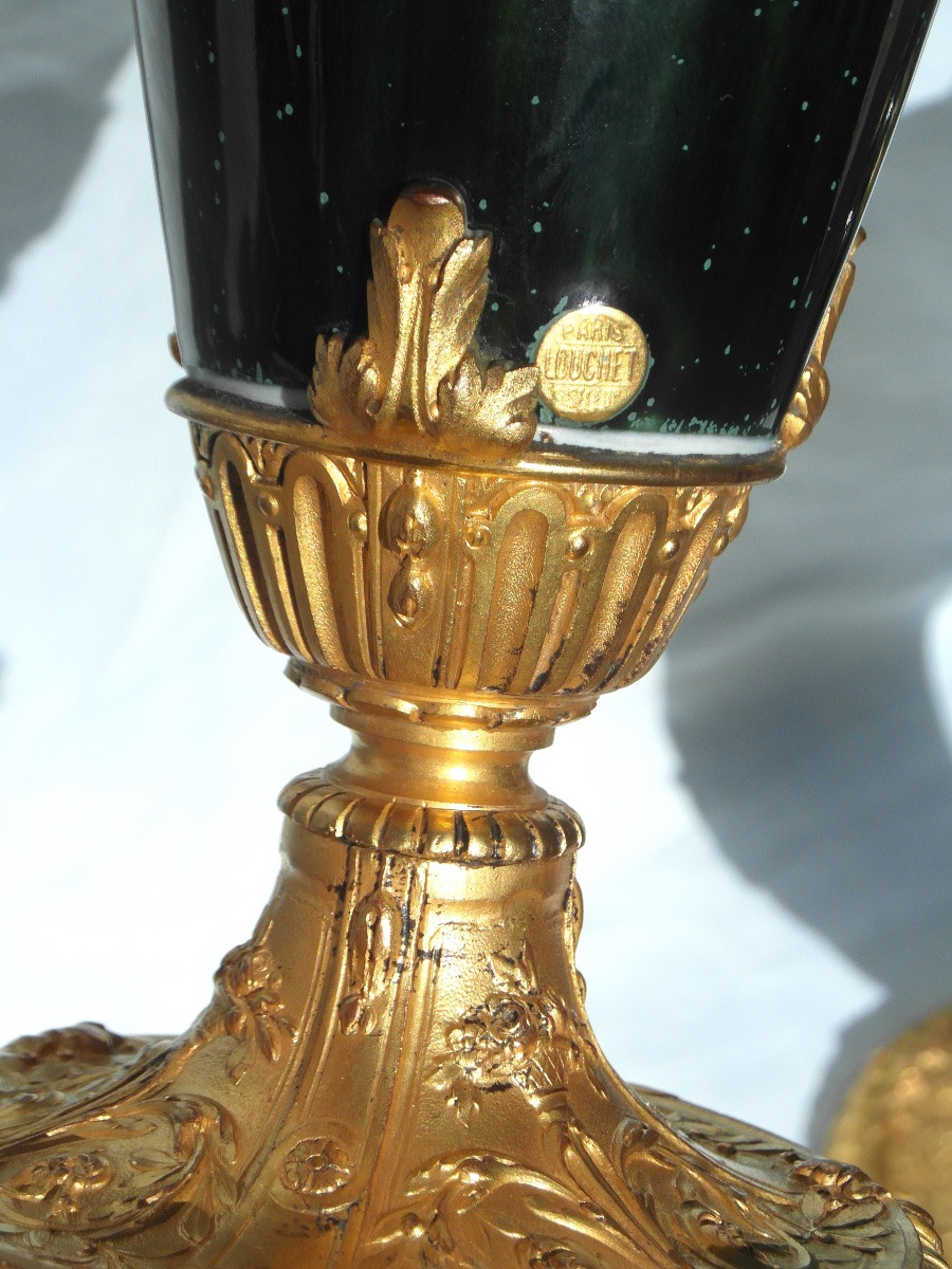 Art Nouveau Vase, Bronze Mount By Paul Louchet, Daum Era 1900 Milet Daum-photo-5