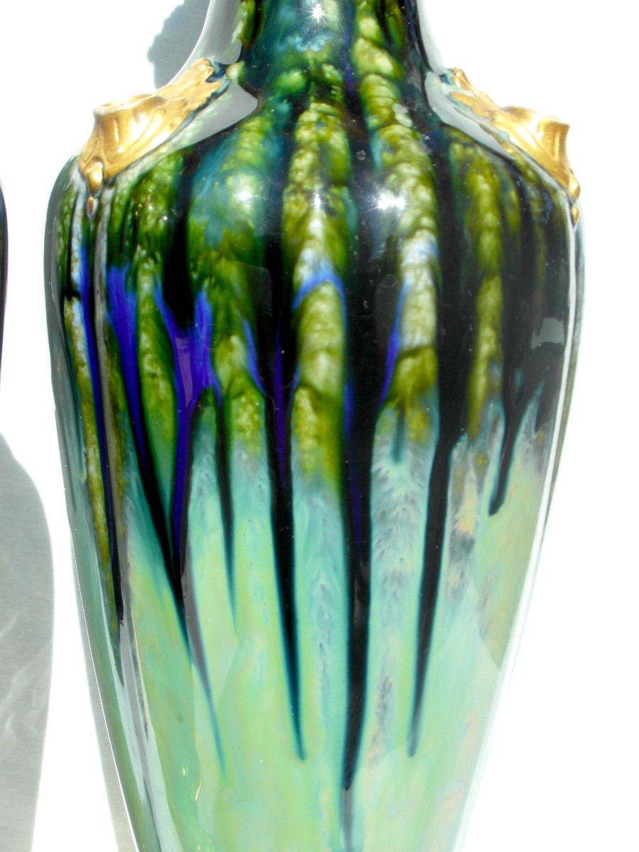 Art Nouveau Vase, Bronze Mount By Paul Louchet, Daum Era 1900 Milet Daum