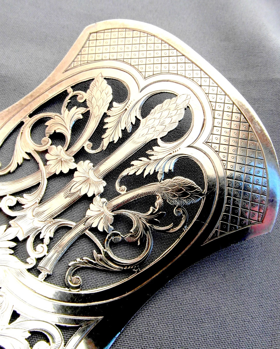Large 1900 Solid Silver Asparagus Shovel By Jean E. Puiforcat, Perfect, Art Nouveau Era-photo-3