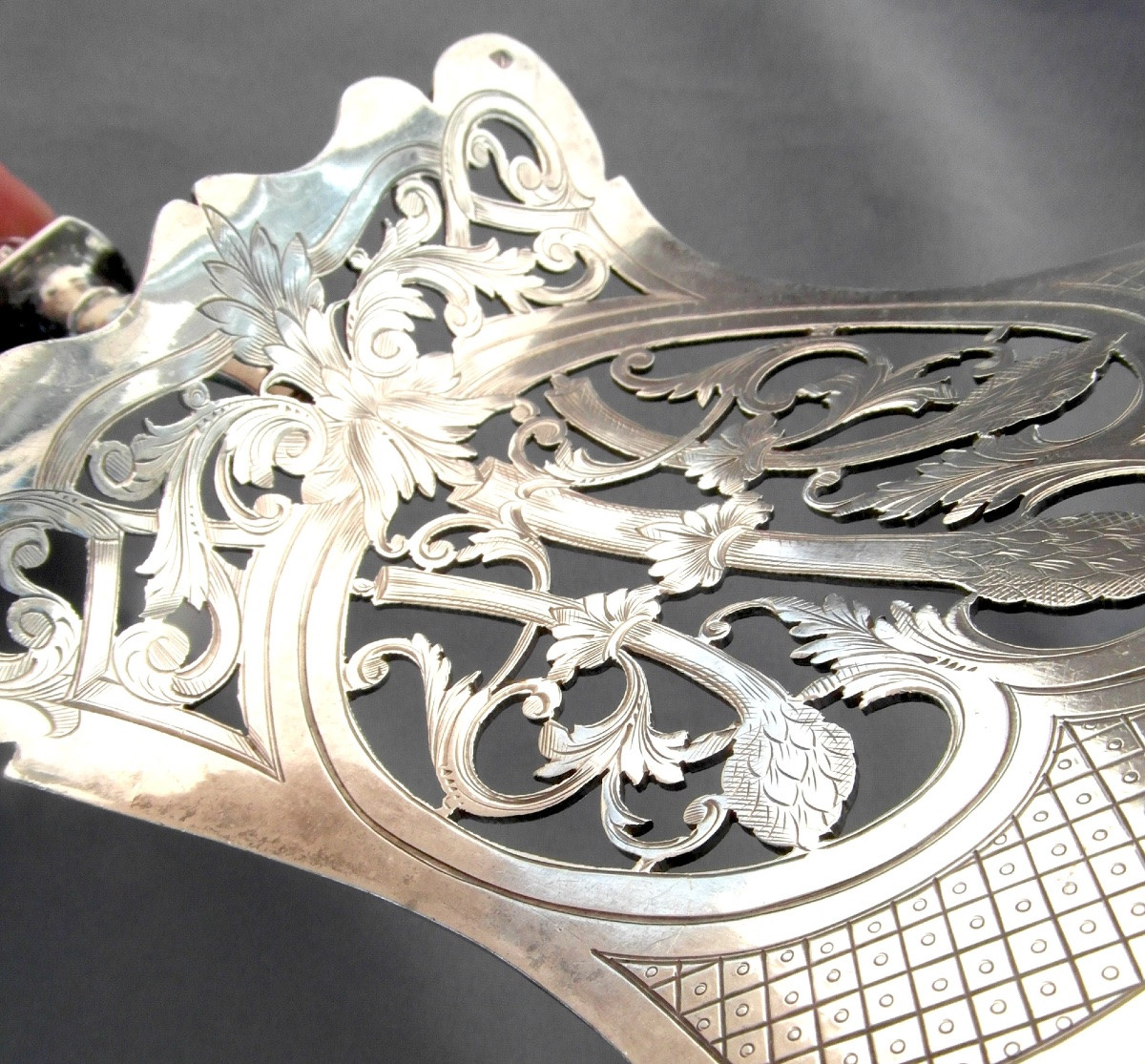 Large 1900 Solid Silver Asparagus Shovel By Jean E. Puiforcat, Perfect, Art Nouveau Era-photo-4