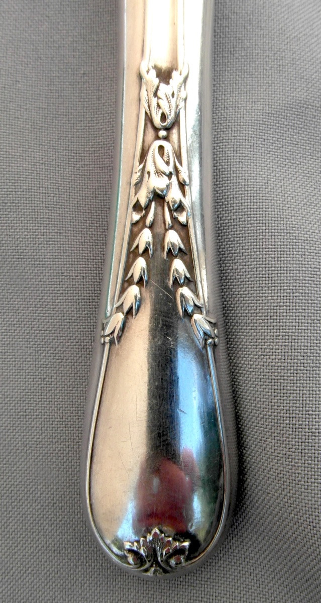 Large 1900 Solid Silver Asparagus Shovel By Jean E. Puiforcat, Perfect, Art Nouveau Era-photo-4