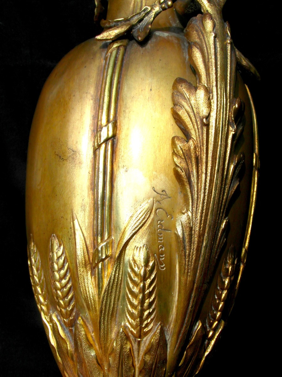 Monumental vase art-nouveau en bronze A. ERDMANN, 45 cm, 6,6 kilos , era siot 1900-photo-8
